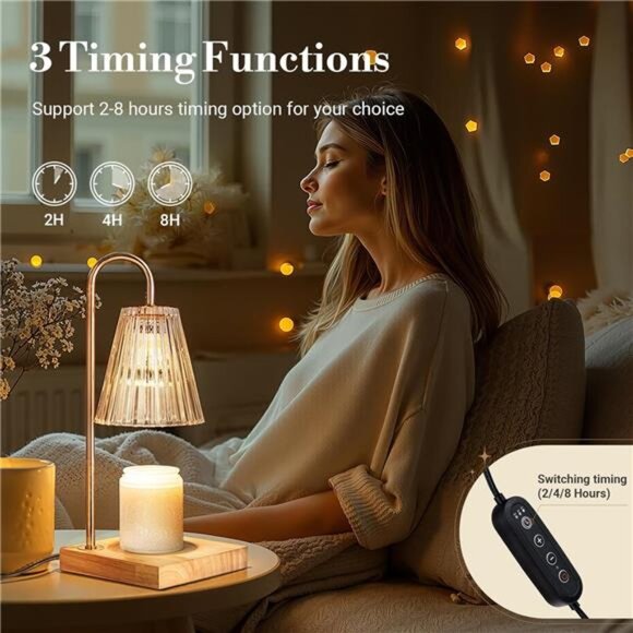 Candle Warmer Lamp with Timer Dimmer, Birthday Gifts for Mom Women Friend - Picture 6 of 7